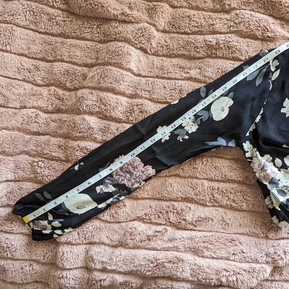 Long Sleeve Sheer Floral Blouse in Black - Picture 2 of 9